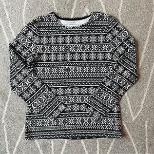 Talbots Long Sleeve Navy Black and White Long Sleeve Tee